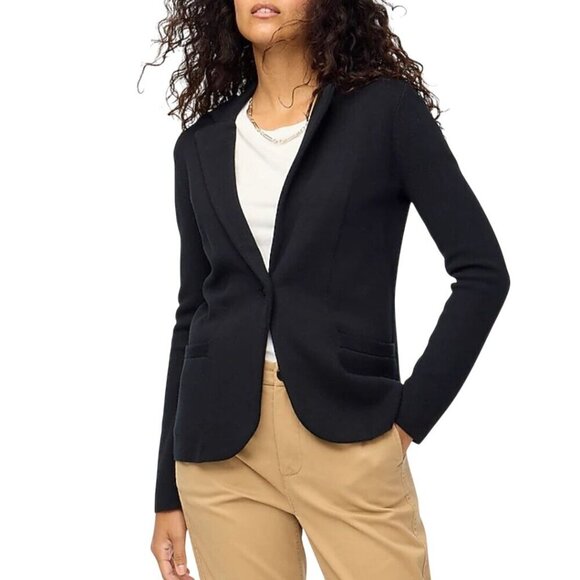 J. Crew NWOT Schoolboy Sweater Blazer Navy Cotton Sustainable Size XXS - Picture 1 of 9